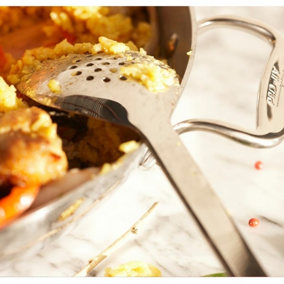 All-Clad long handled Stainless Steel 13" Large slotted/perforated spoon NEW! - Picture 2 of 6